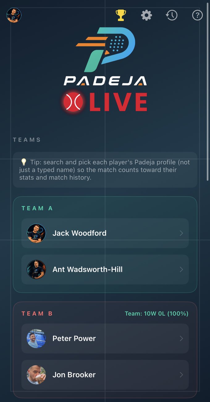 Choosing teams on Padeja Live